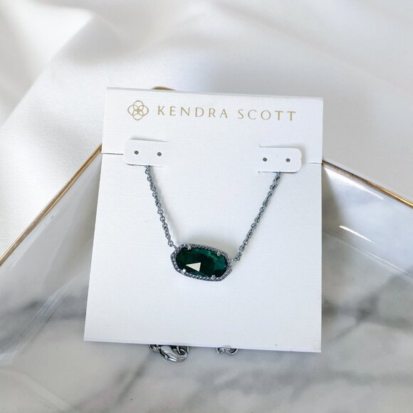 Kendra Scott - Elisa Silver Green Cat's Eye Necklace - Picture 1 of 3